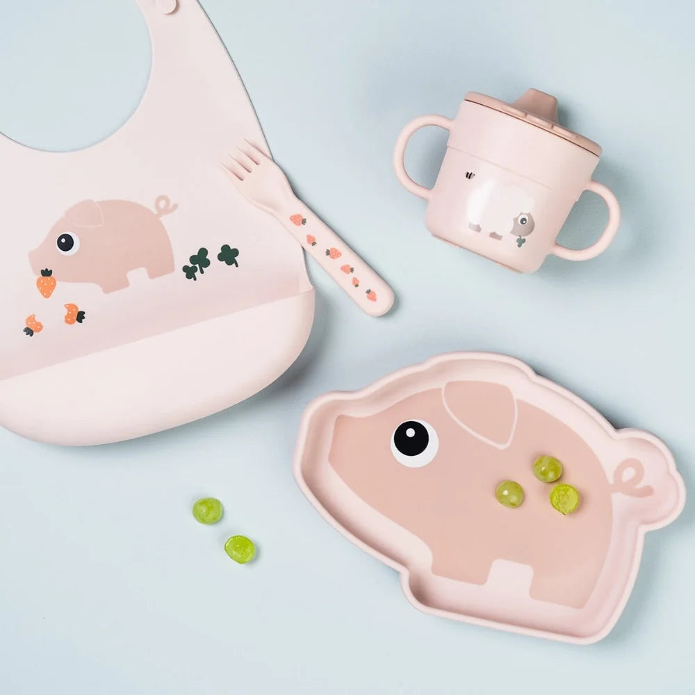 Done by Deer - Tiny Farm - Silikon Mama Önlüğü - Pembe
