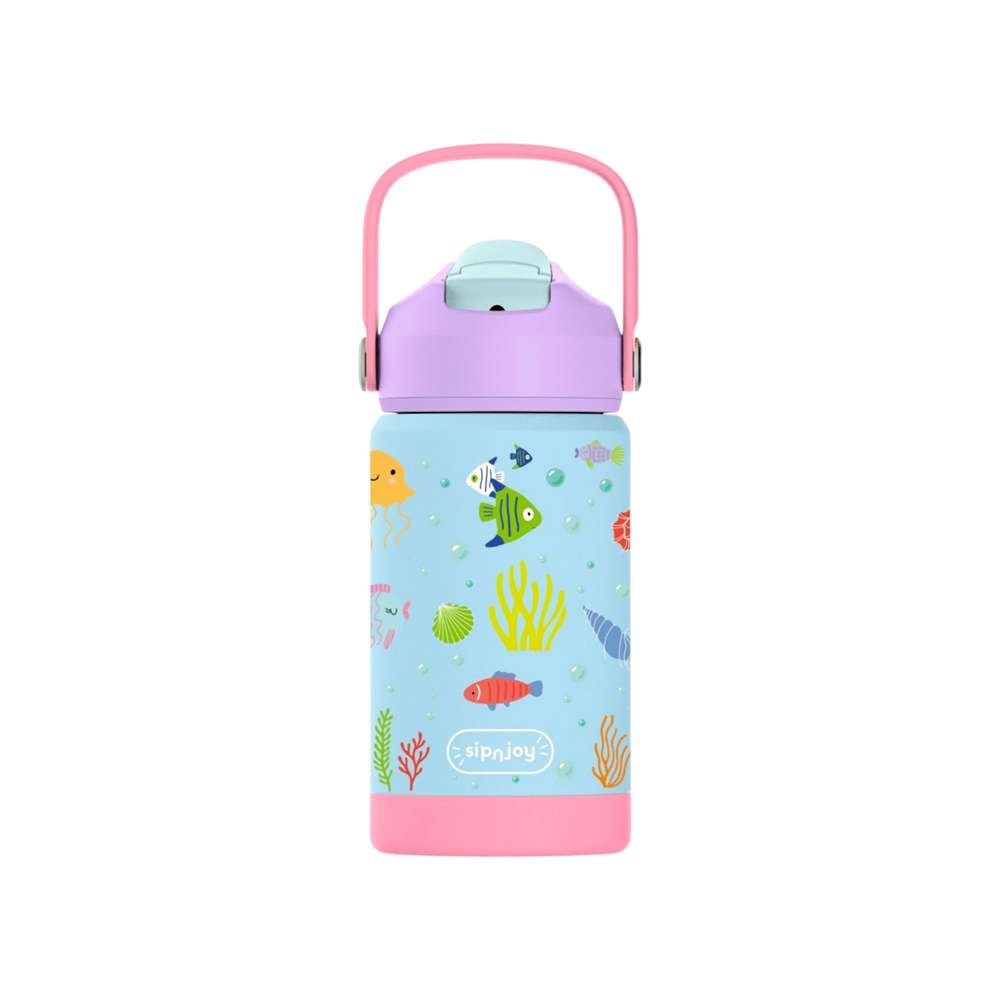 KidsnJoy | FlipSip Çocuk Su Termosu 360 ml | Ocean Whisper
