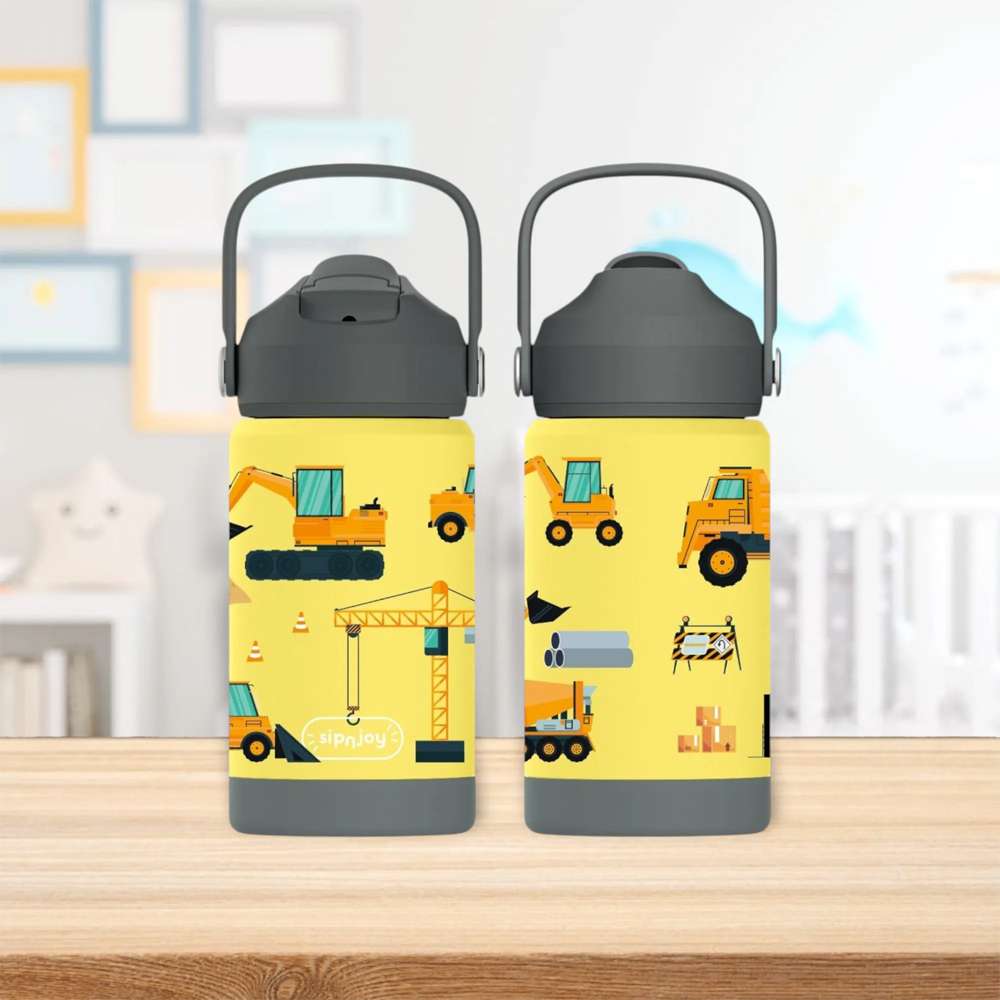 KidsnJoy | FlipSip Çocuk Su Termosu 360 ml | Builder Buddy