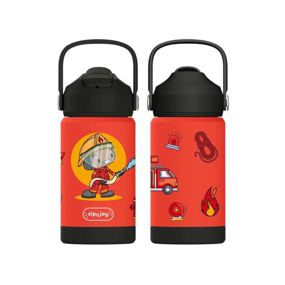 KidsnJoy | FlipSip Çocuk Su Termosu 360 ml | Firefighter Buddy