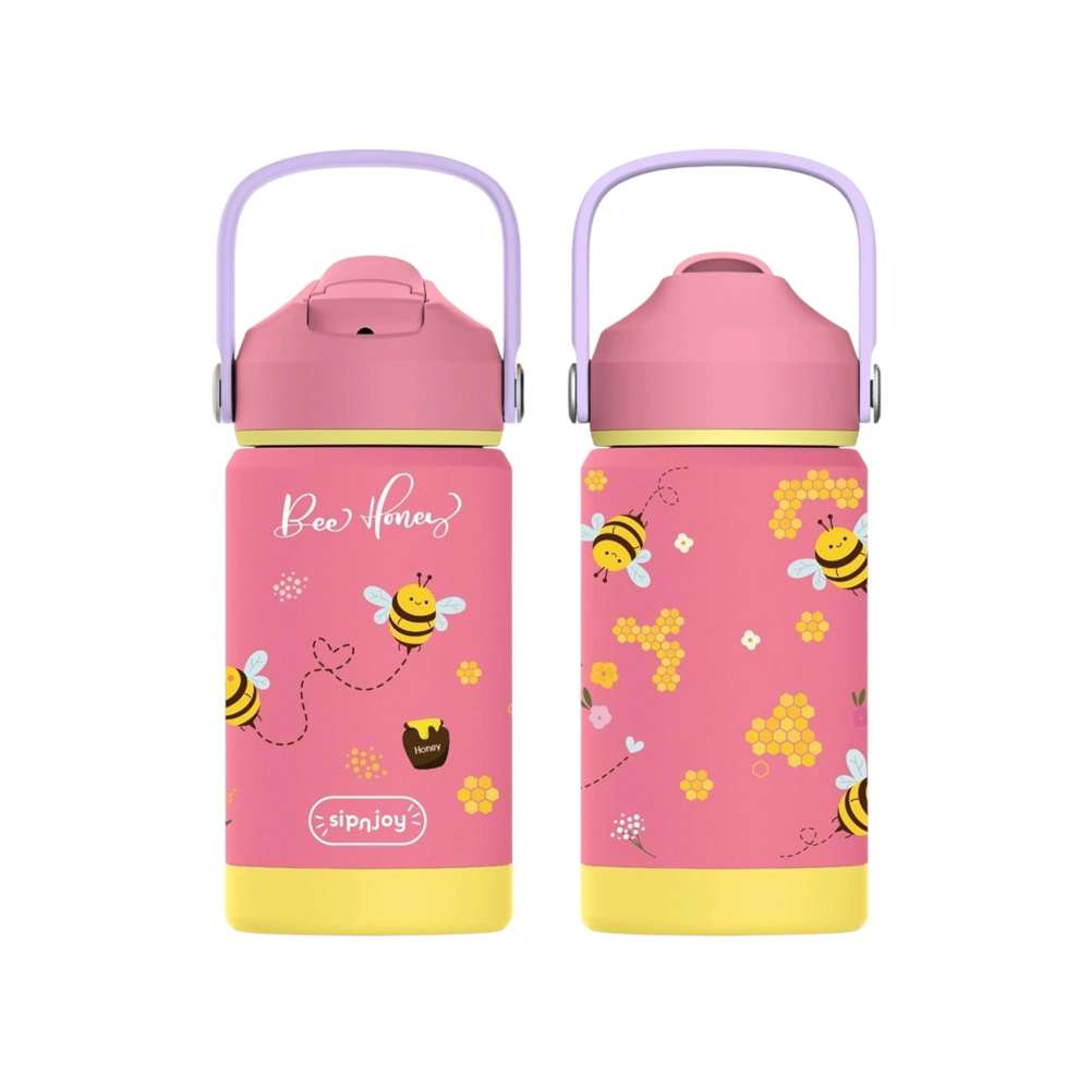 KidsnJoy | FlipSip Çocuk Su Termosu 360 ml | Bee Honey
