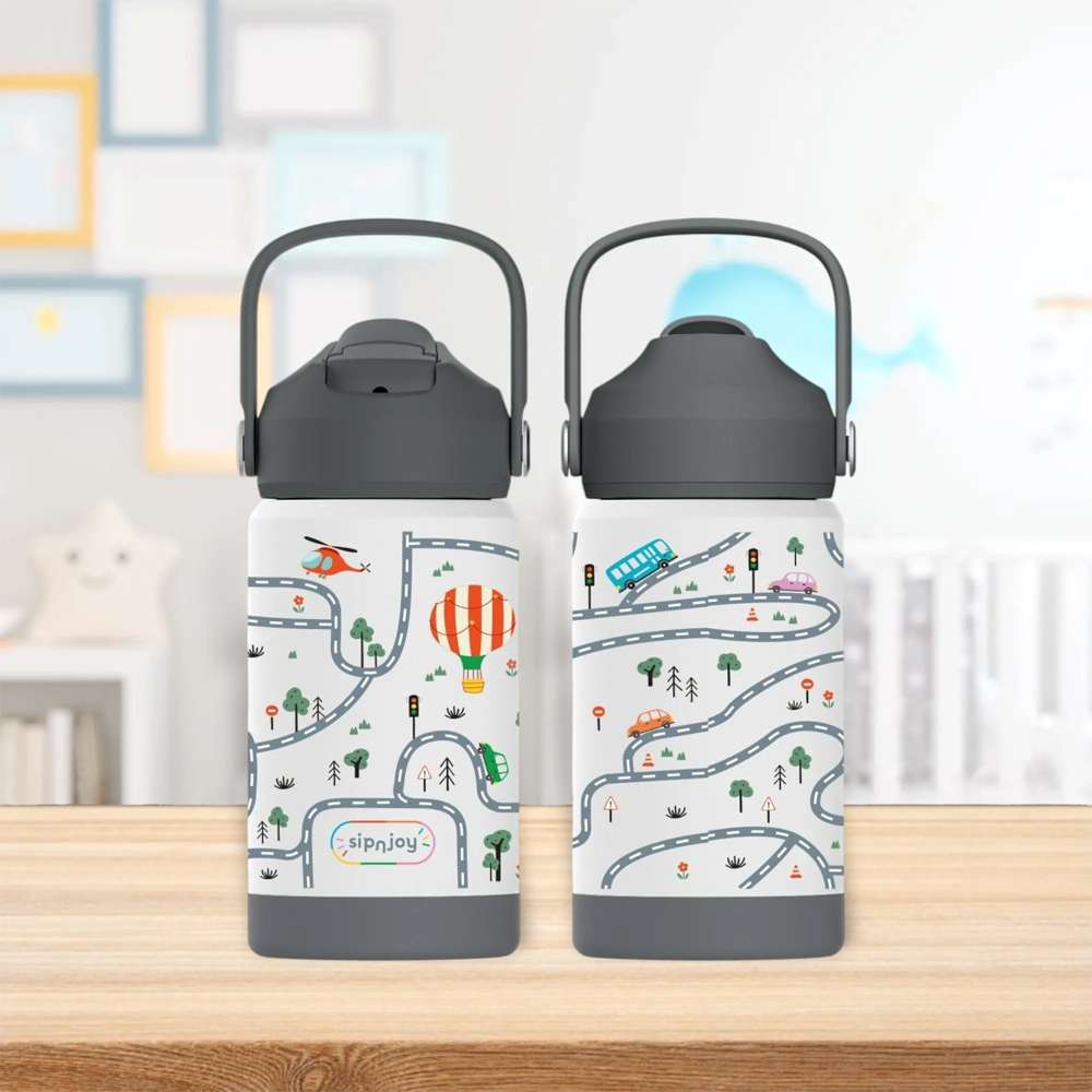 KidsnJoy FlipSip Çocuk Su Termosu 360 ml | Adventure Trails