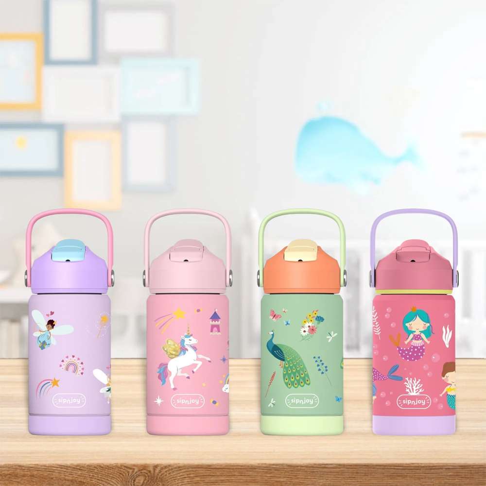 KidsnJoy FlipSip Çocuk Su Termosu 360 ml | Mermaid Dream