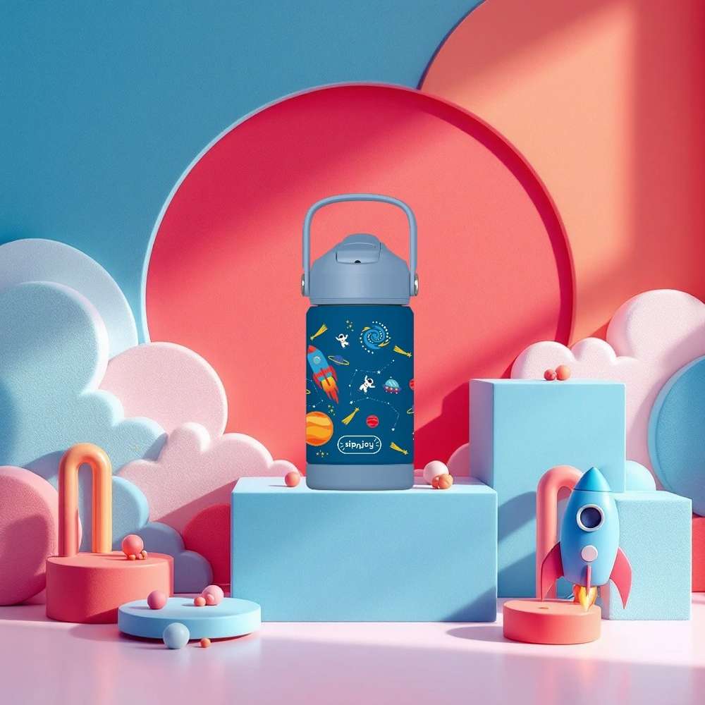 KidsnJoy FlipSip Çocuk Su Termosu 360 ml | Star Explorer