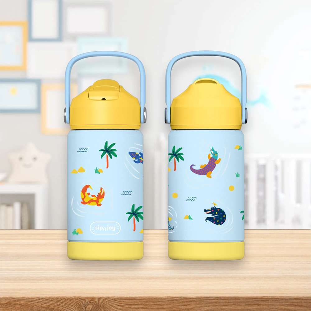 KidsnJoy FlipSip Çocuk Su Termosu 360 ml | Snappy Croc