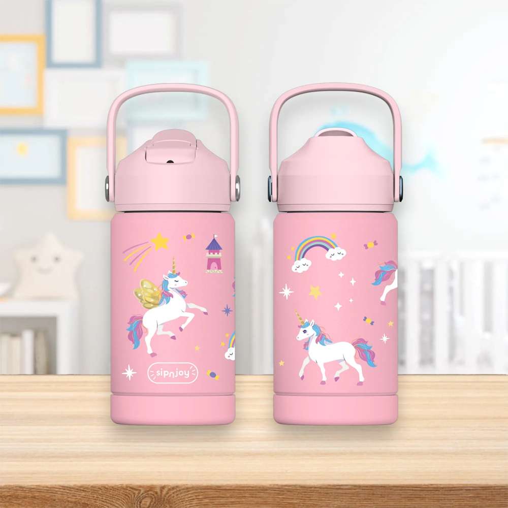 KidsnJoy FlipSip Çocuk Su Termosu 360 ml | Golden Horn