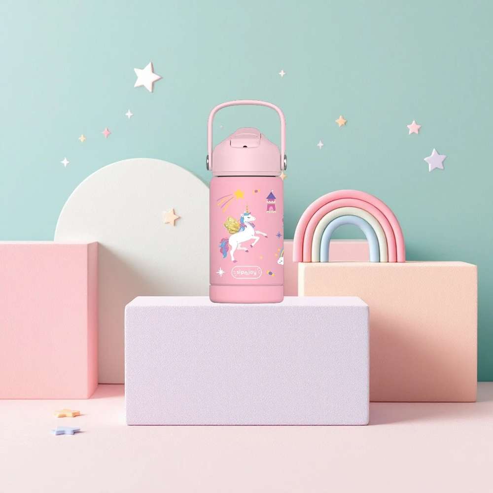 KidsnJoy FlipSip Çocuk Su Termosu 360 ml | Golden Horn