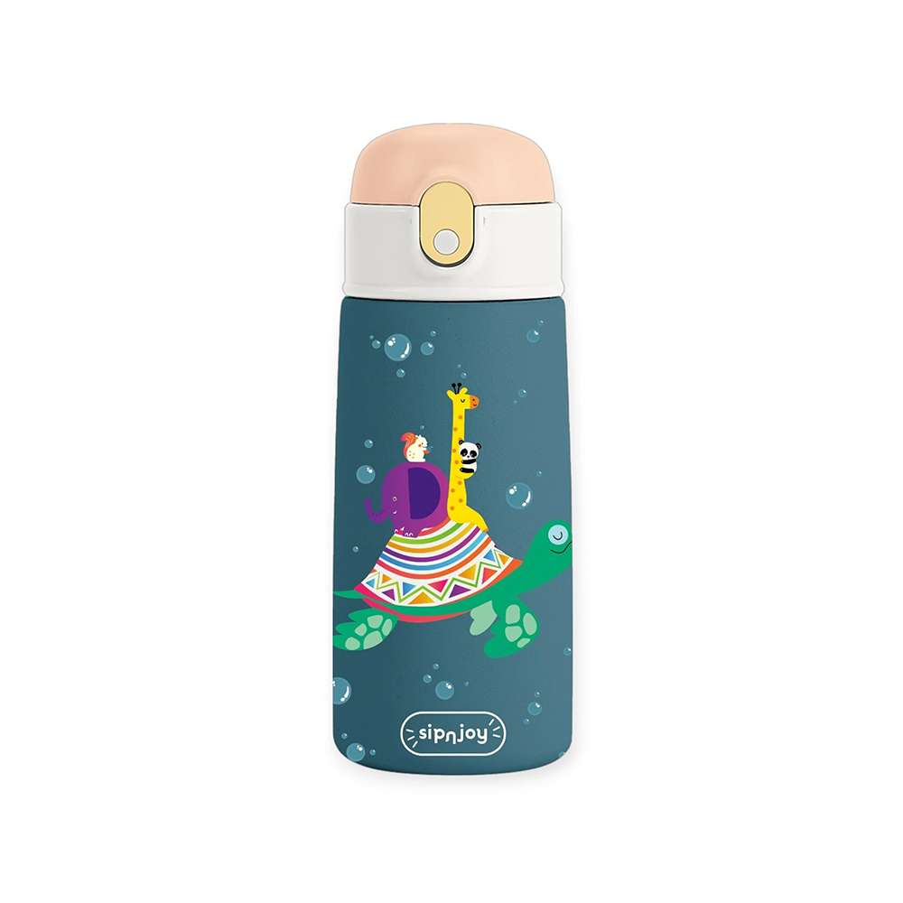 KidsnJoy SipSquad Çocuk Su Termosu 480 ml | Turtle Voyage