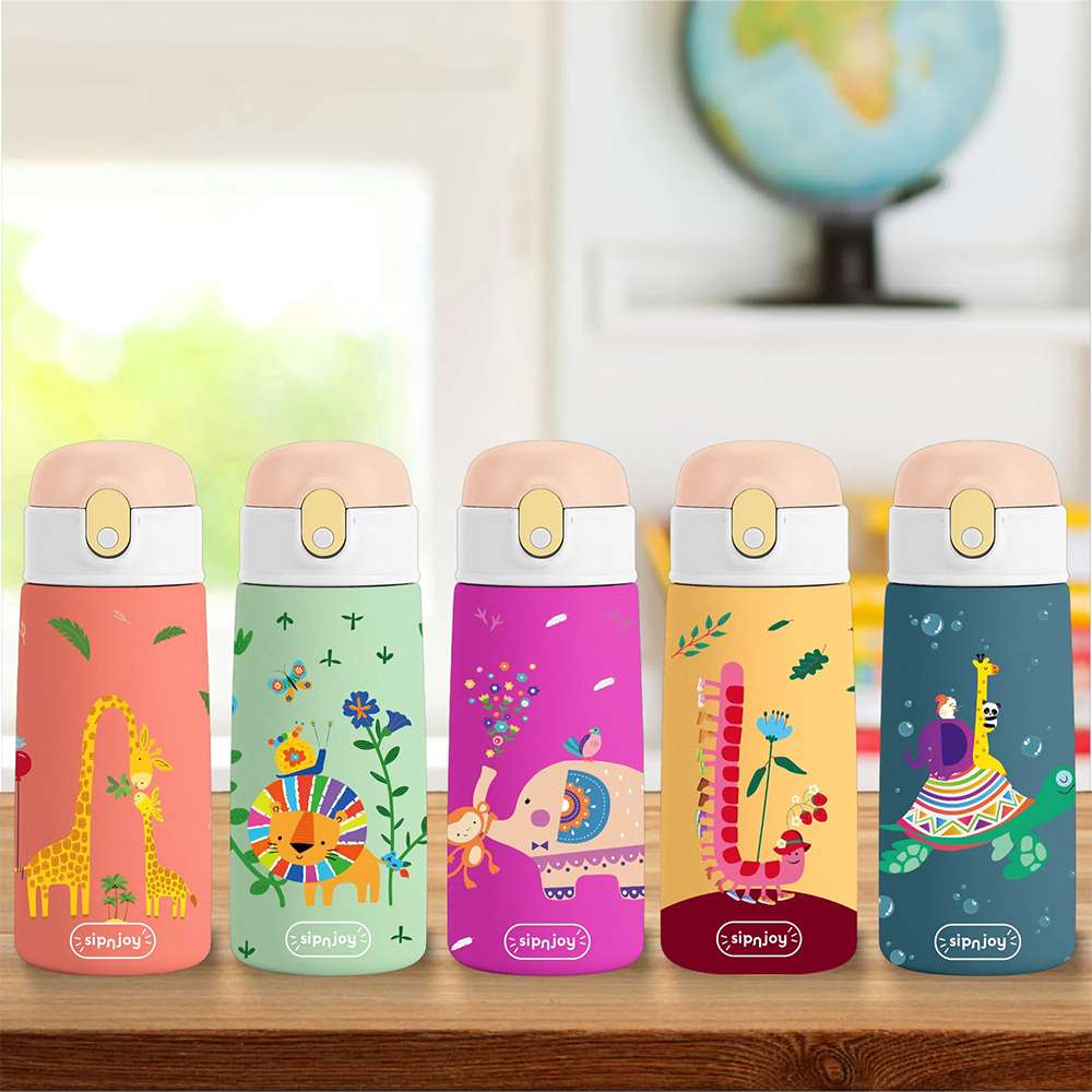 KidsnJoy SipSquad Çocuk Su Termosu 480 ml | Turtle Voyage