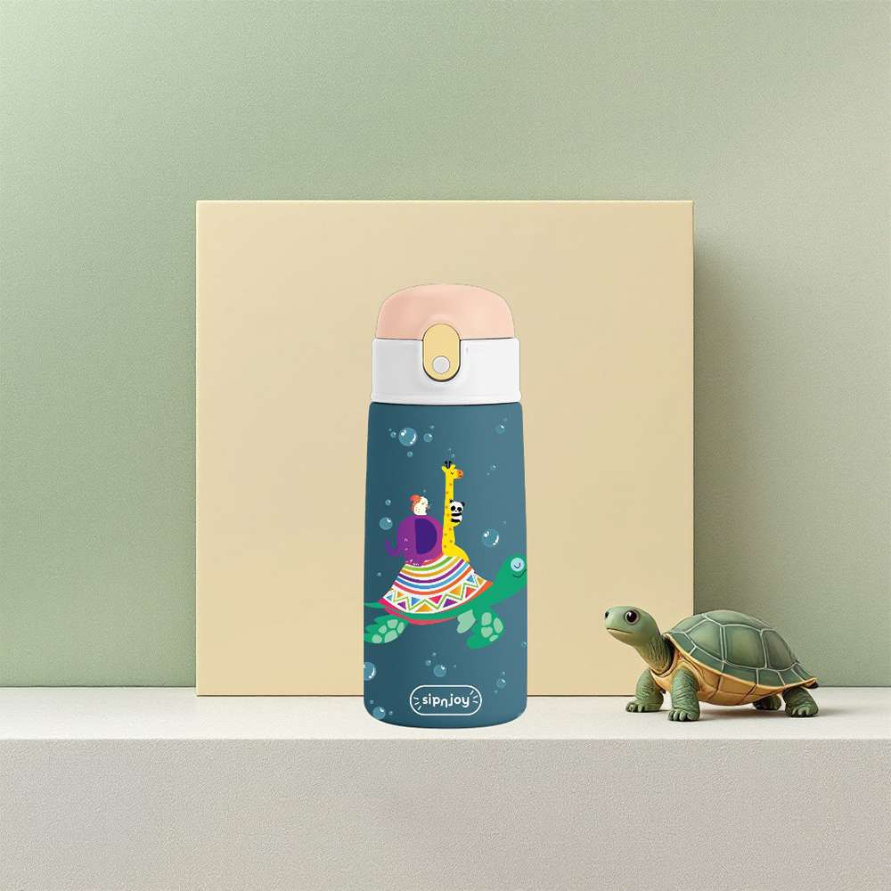 KidsnJoy SipSquad Çocuk Su Termosu 480 ml | Turtle Voyage