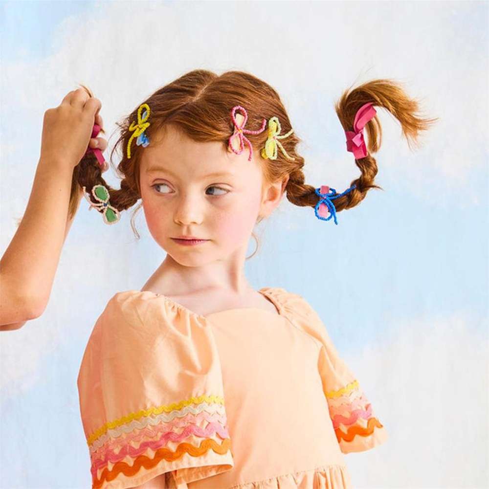 Meri Meri - Beaded Bow Hair Clips - Boncuklu Fiyonklu Saç Tokaları - 5 Adet