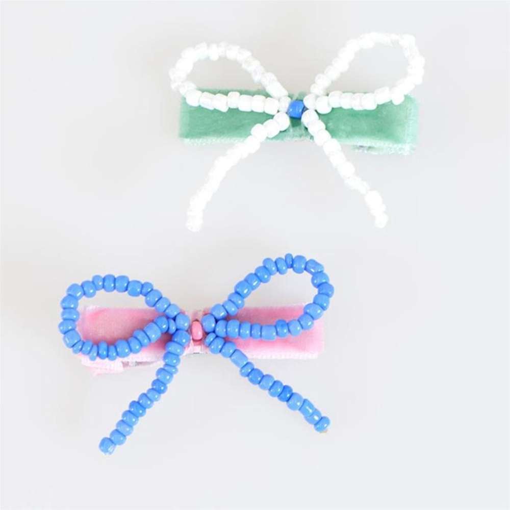 Meri Meri - Beaded Bow Hair Clips - Boncuklu Fiyonklu Saç Tokaları - 5 Adet