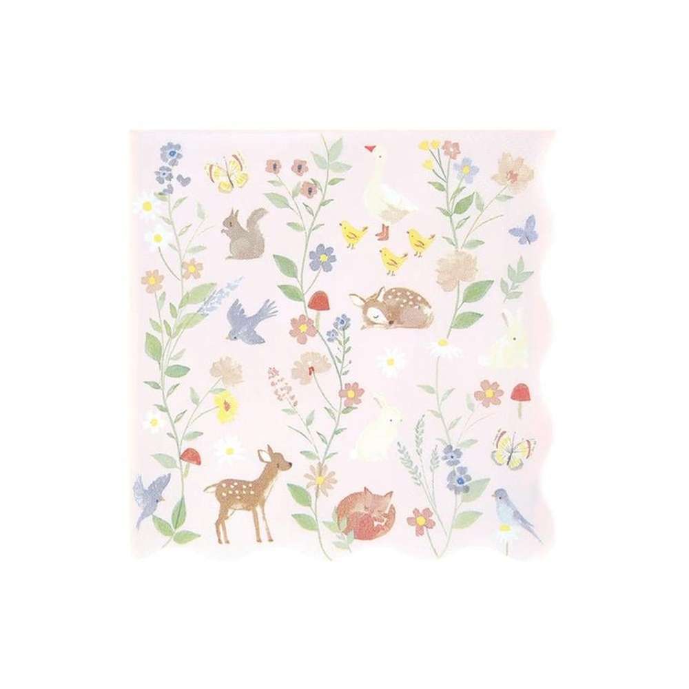Meri Meri - Little Animals Large Napkins - Minik Hayvanlar Peçeteler - L - 16 Adet