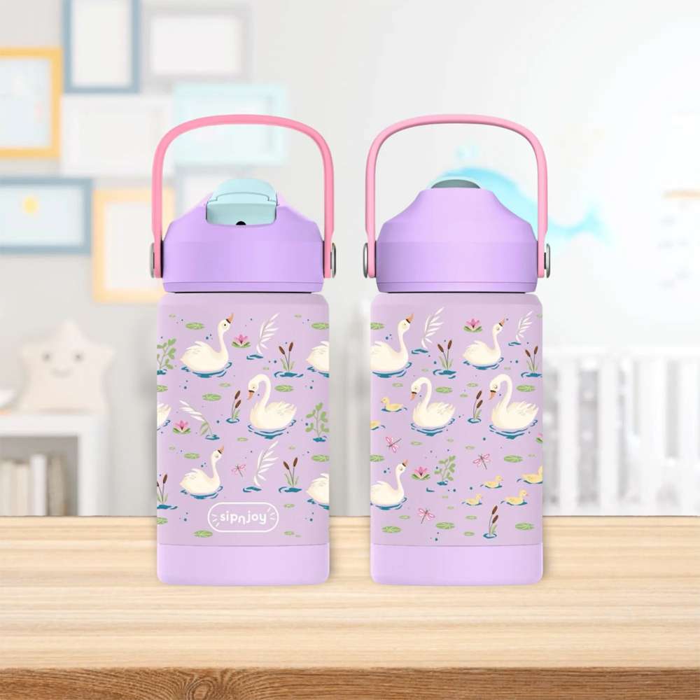 KidsnJoy FlipSip Çocuk Su Termosu 360 ml | Swan Harmony