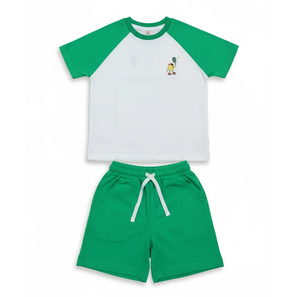 Miela Kids Tennis Cartoon Kontrast Detaylı Oversize Tişört ve Şort Takım