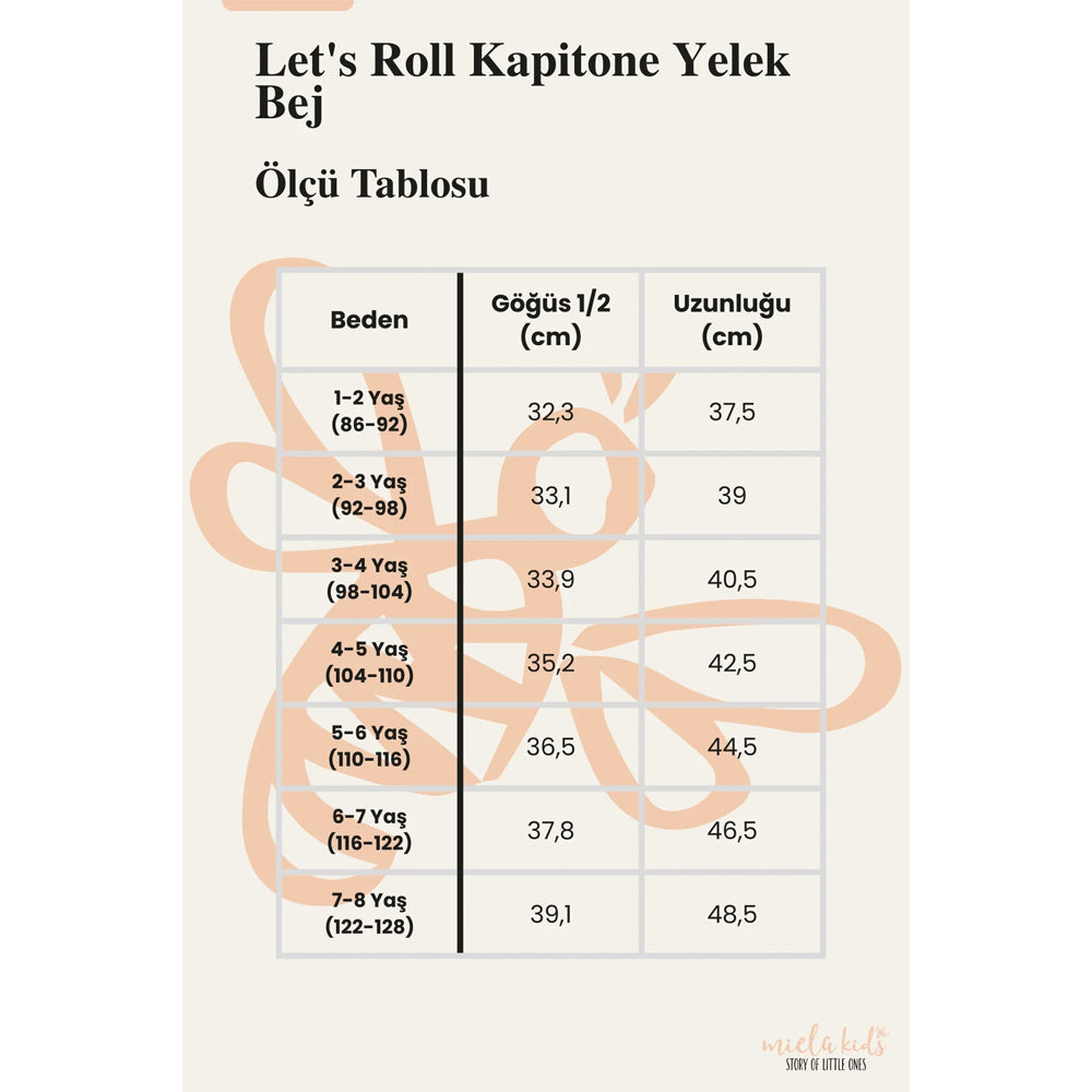 Miela Kids Let's Roll Kapitone Yelek Bej