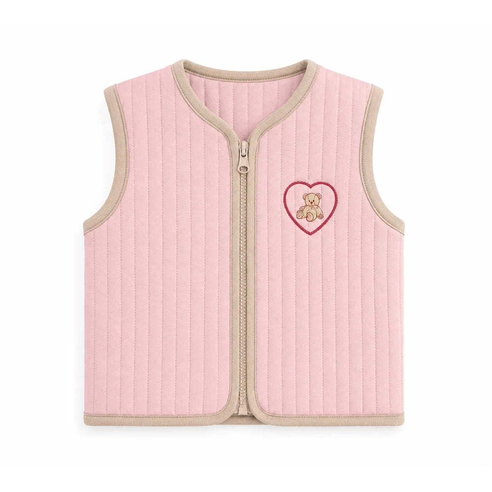 Miela Kids Teddy Bear Heart Kapitone Bebek Takımı - Şeker Pembesi