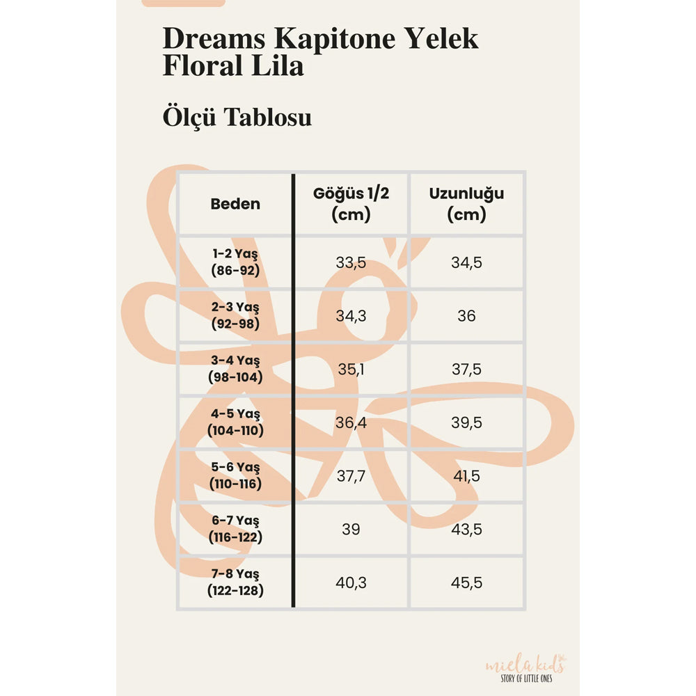 Miela Kids Dreams Kapitone Yelek Floral Lila