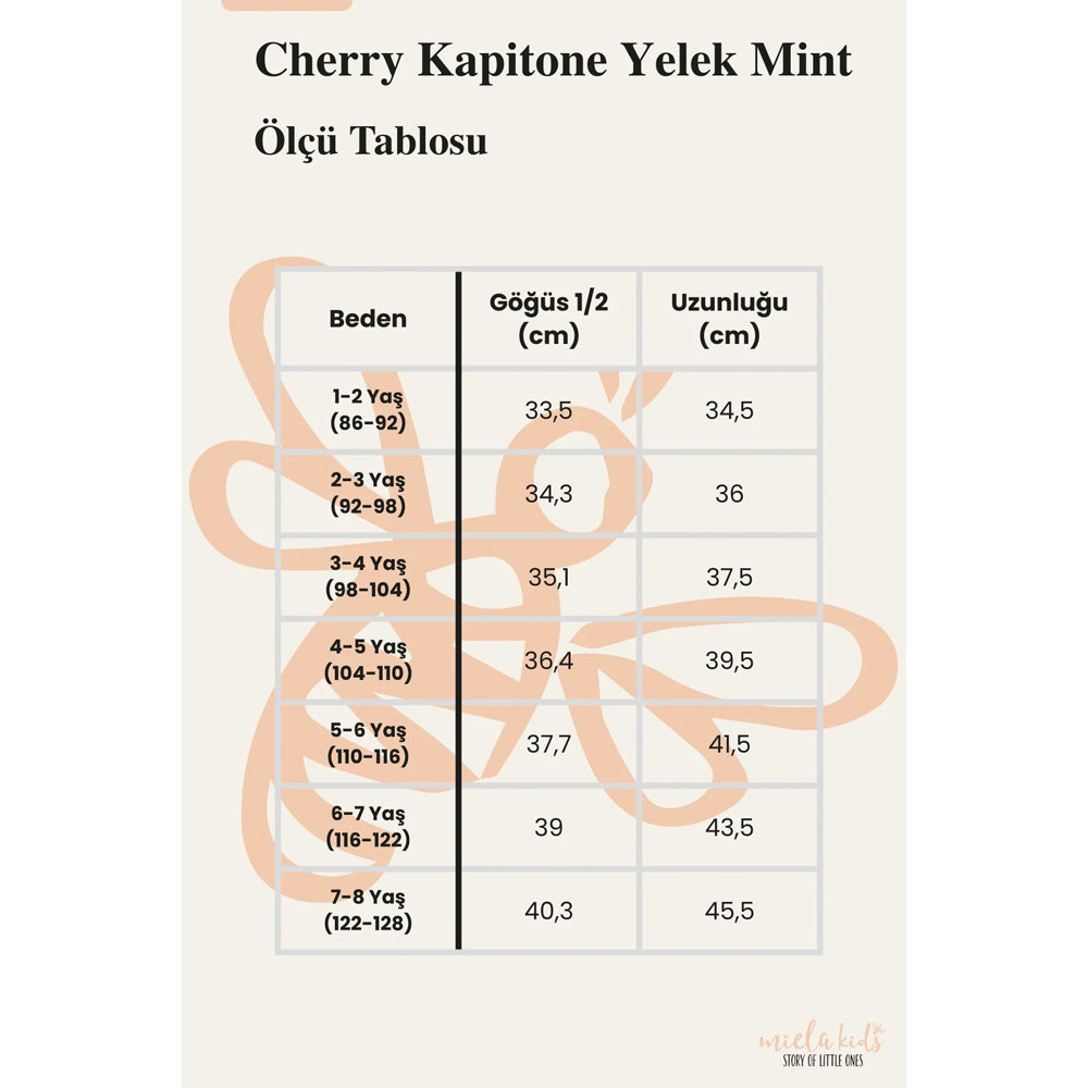 Miela Kids Cherry Kapitone Yelek Mint