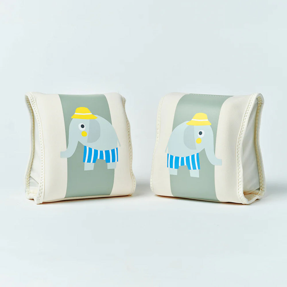 Sunnylife Çocuk Şişme Kolluk - Eli the Elephant Green Stripe