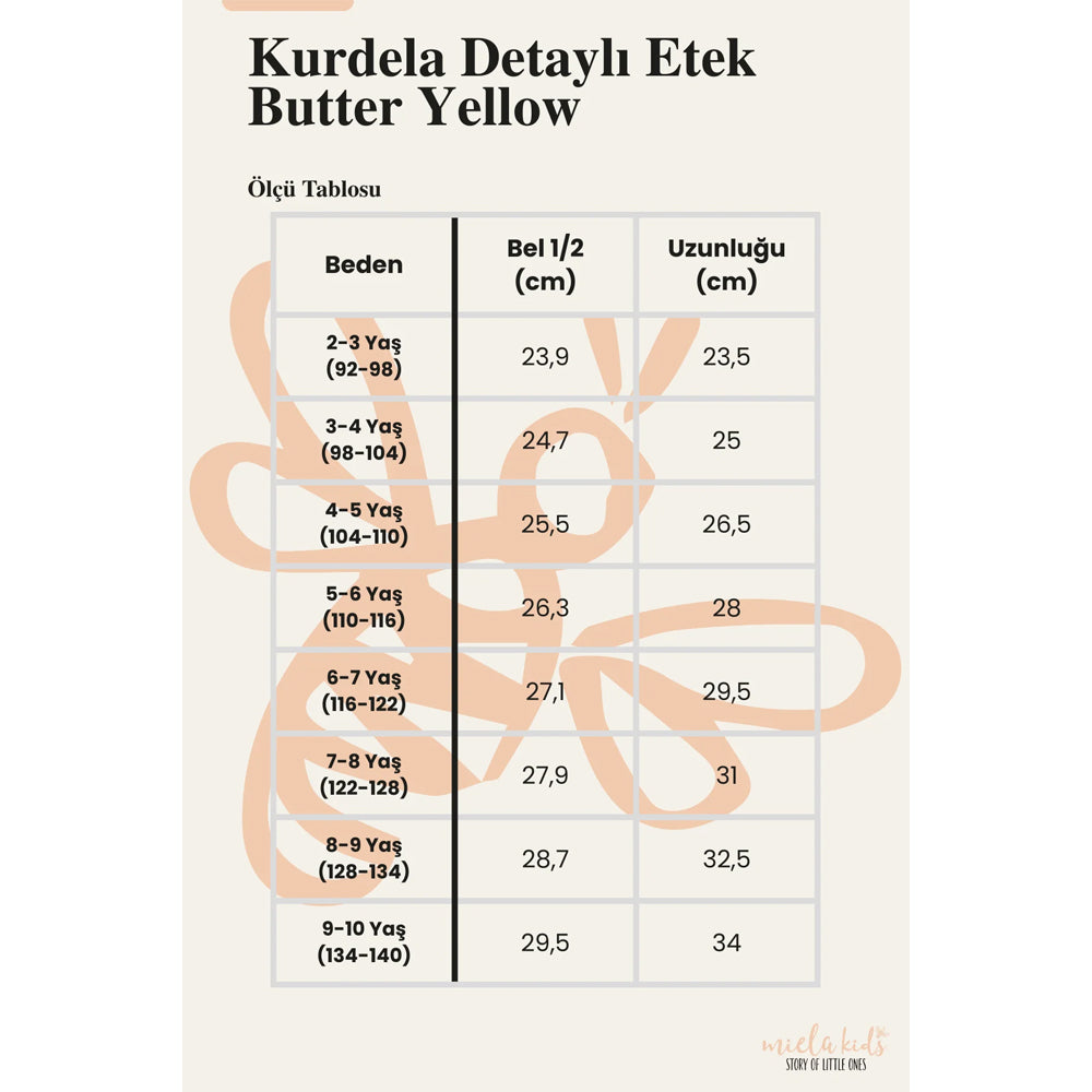 Miela Kids Kurdela Detaylı Etek - Butter Yellow