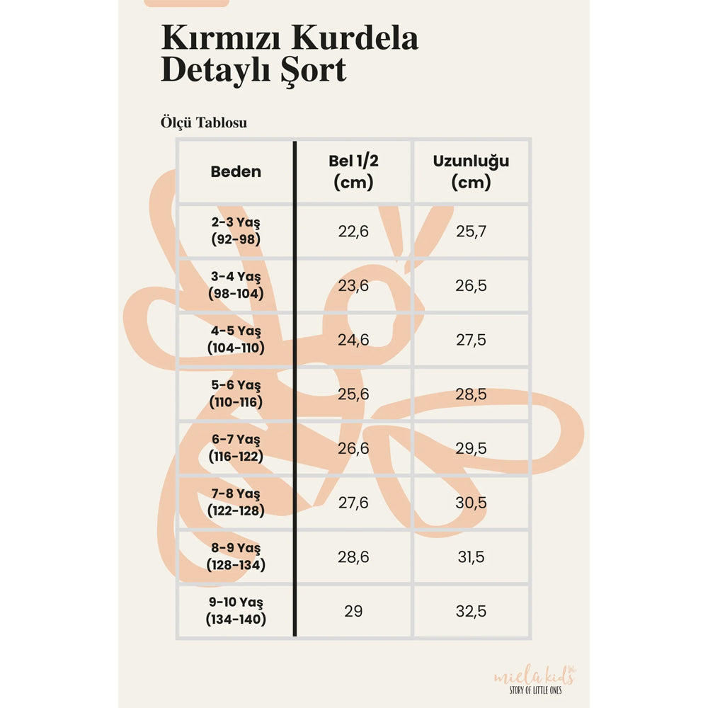 Miela Kids Kırmızı Kurdela Detaylı Şort
