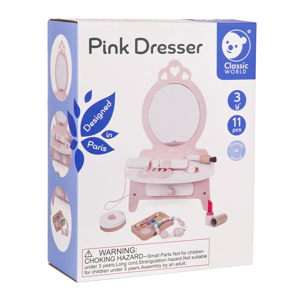 Classic World Ahşap Makyaj Masası - Pembe