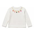 Miela Kids Charm Detaylı Uzun Kollu T-shirt Beyaz