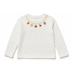 Miela Kids Charm Detaylı Uzun Kollu T-shirt Beyaz