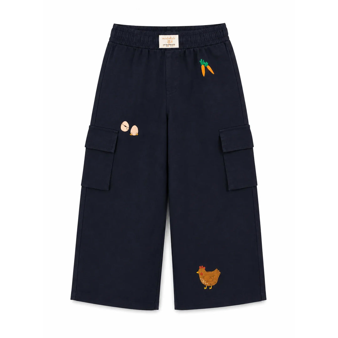Miela Kids Tiny Stories Gabardin Kargo Bol Paça Pantolon - Gece Mavisi