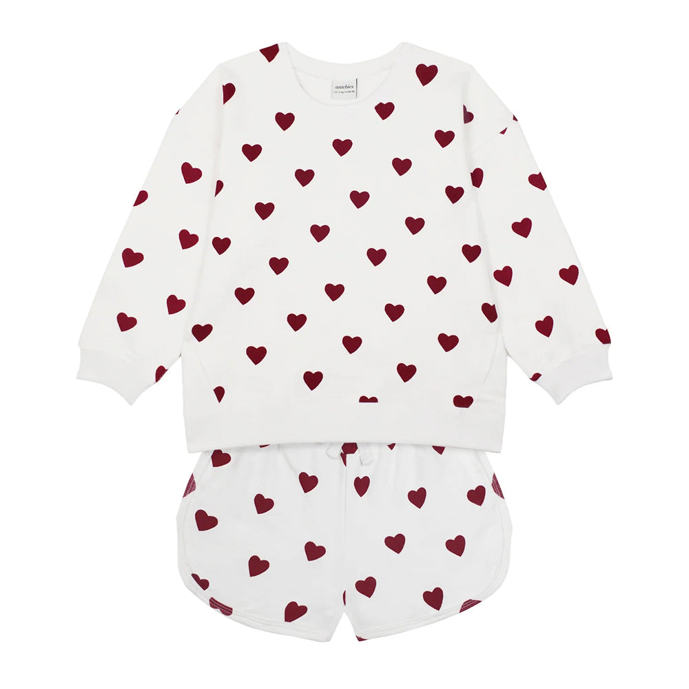 Antebies Kalp Sweatshirt Şort Set
