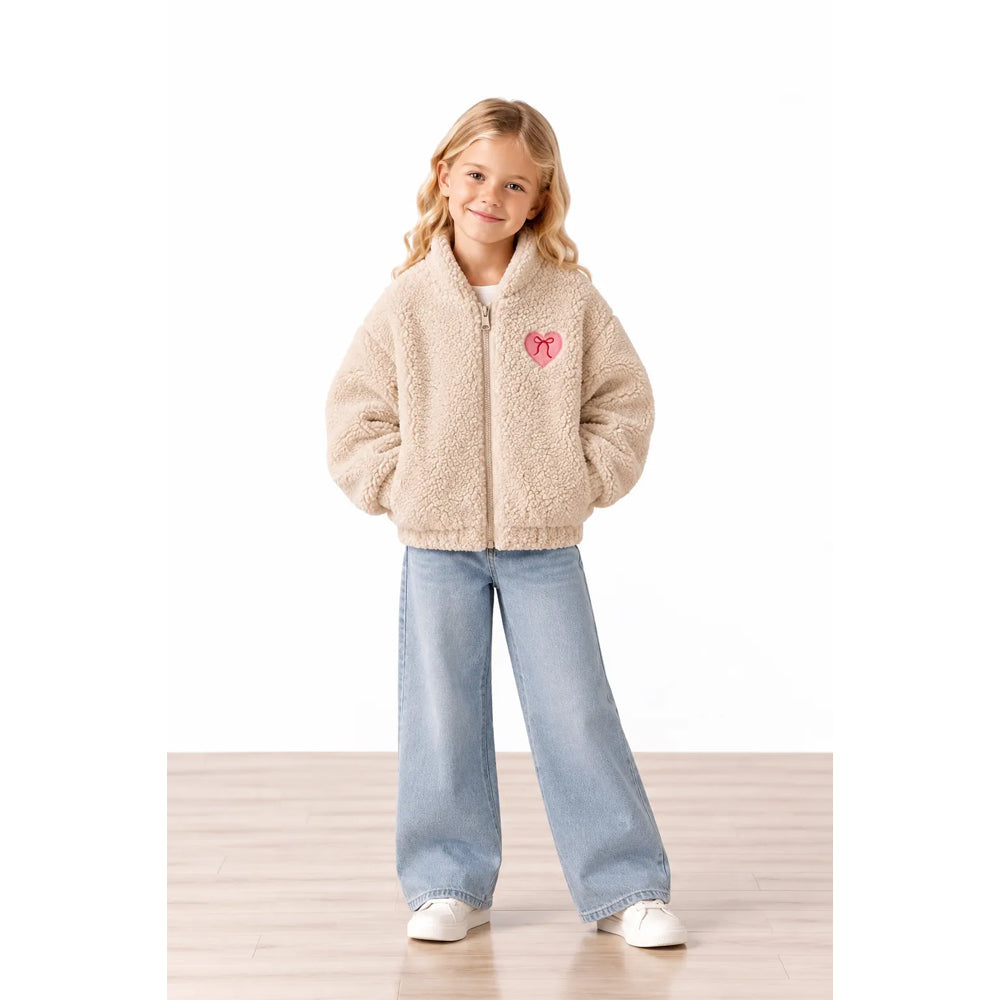 Miela Kids Maison Goose Peluş Bomber Ceket - Bej