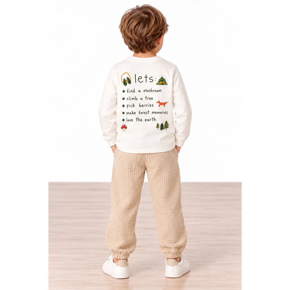 Miela Kids Camp Checklist Uzun Kollu T-shirt Beyaz