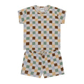 Antebies Pastel Damalar Kısa Kollu Tshirt Şort Set