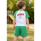 Miela Kids Tennis Cartoon Kontrast Detaylı Oversize Tişört ve Şort Takım