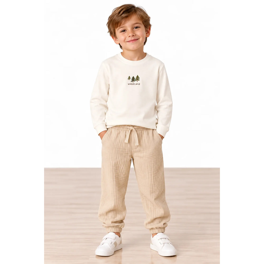 Miela Kids Camp Checklist Uzun Kollu T-shirt Beyaz