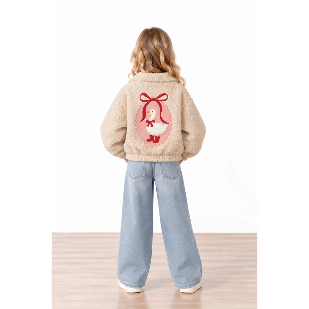 Miela Kids Maison Goose Peluş Bomber Ceket - Bej