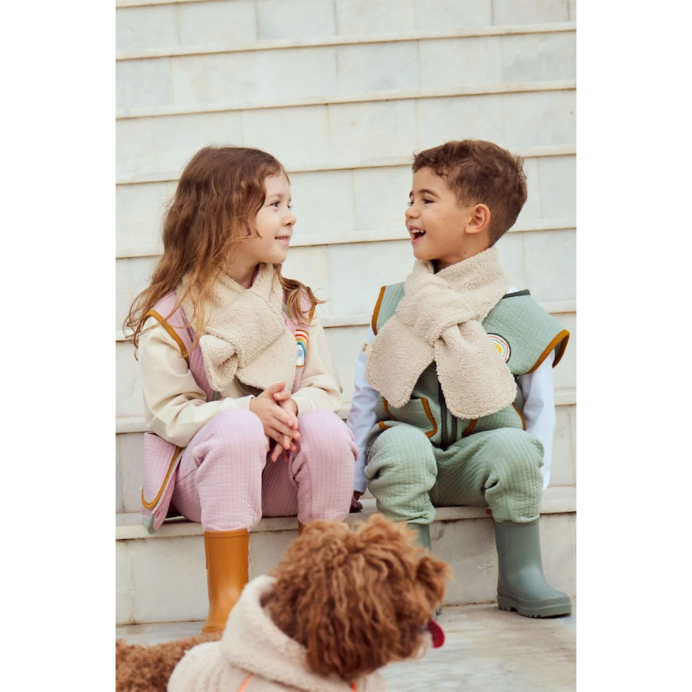 Miela Kids Çift taraflı Kapitone Atkı (Peluş Astarlı) - Açık Sarı / ONE SIZE