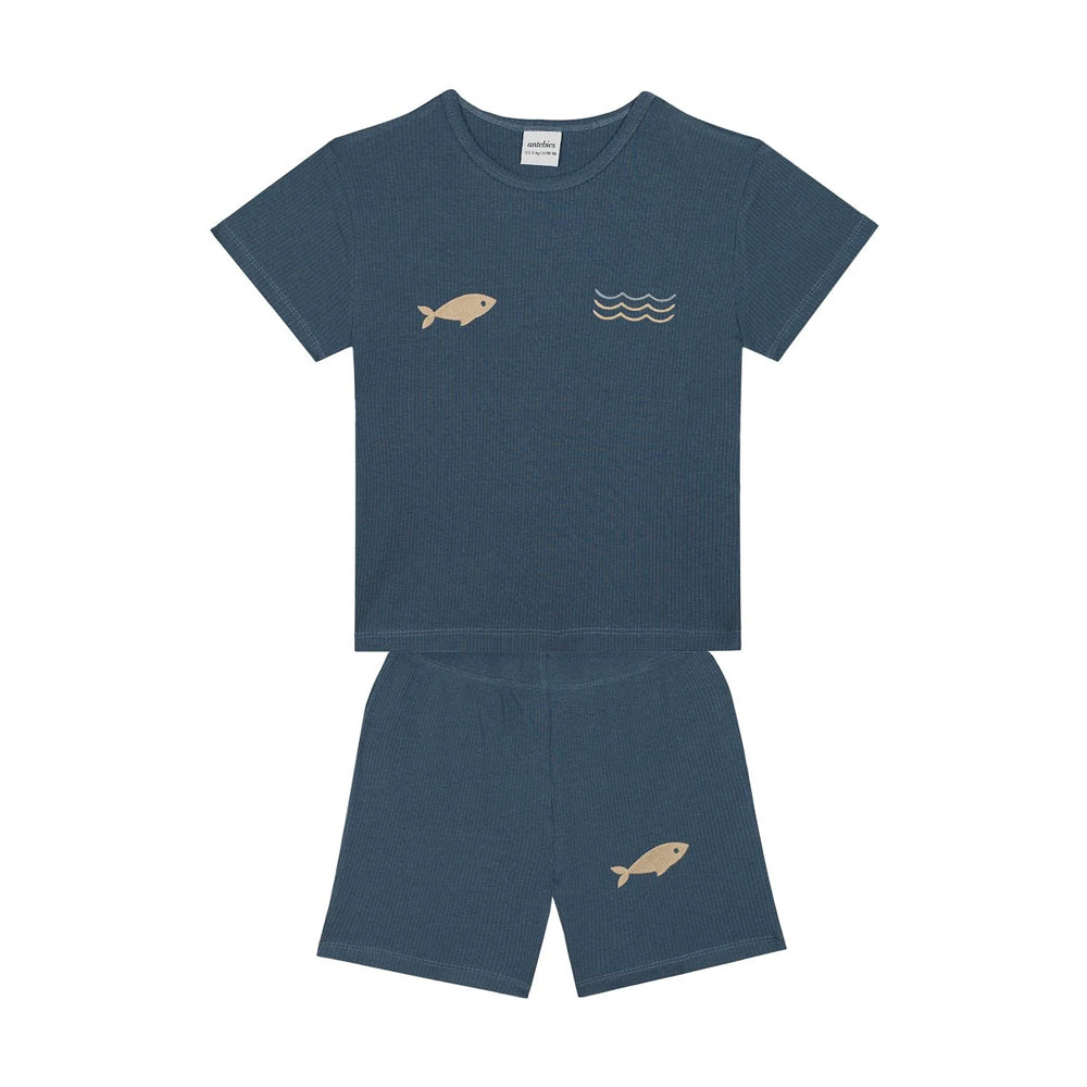 Antebies Minik Denizciler Kısa Kollu Tshirt Şort Pijama Takımı