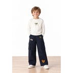 Miela Kids Tiny Stories Gabardin Kargo Bol Paça Pantolon - Gece Mavisi