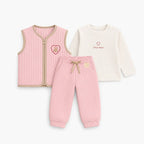 Miela Kids Teddy Bear Heart Kapitone Bebek Takımı - Şeker Pembesi