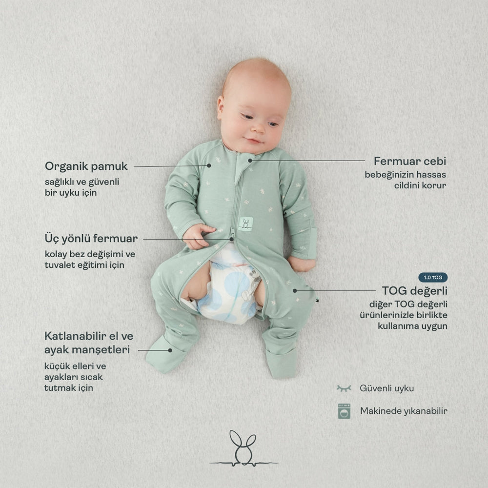 ErgoPouch 1.0 TOG Organik Pamuklu Patikli Pijama Tulum - Krem