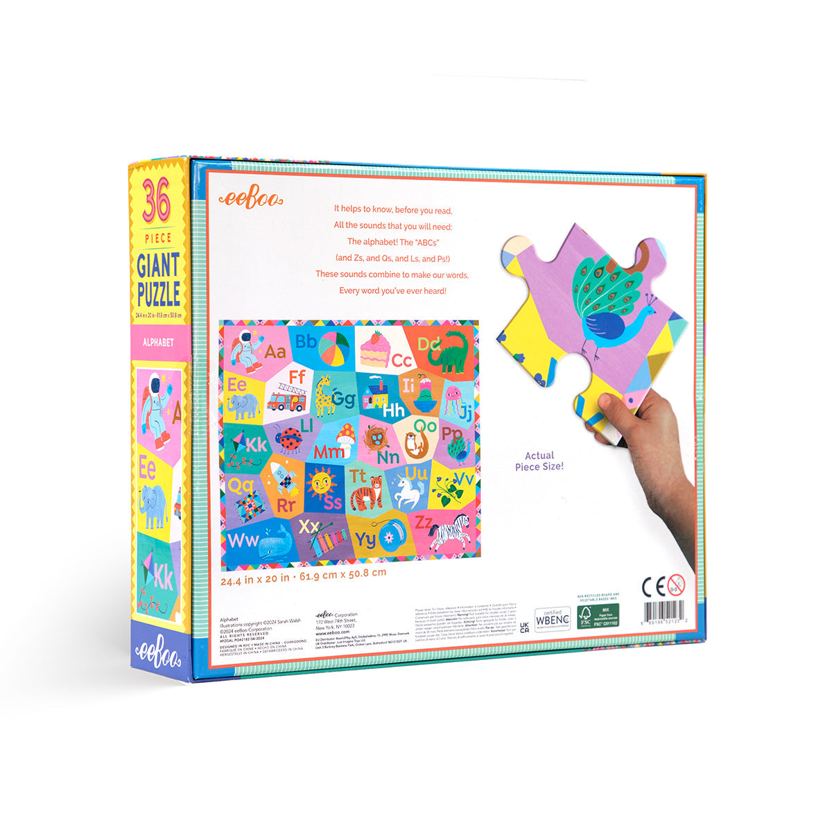 Eeboo 36 Parça Büyük Yapboz - Alphabet