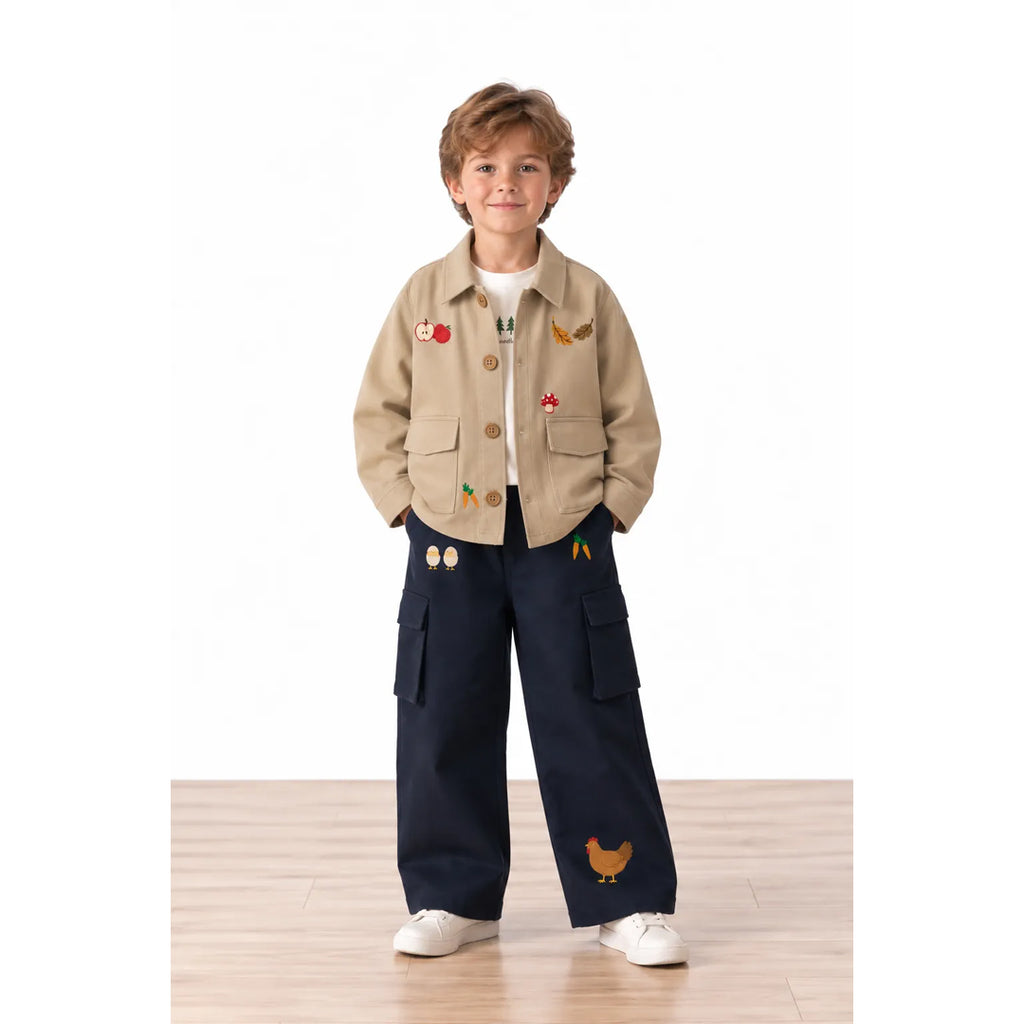 Miela Kids Tiny Stories Gabardin Kargo Bol Paça Pantolon - Gece Mavisi