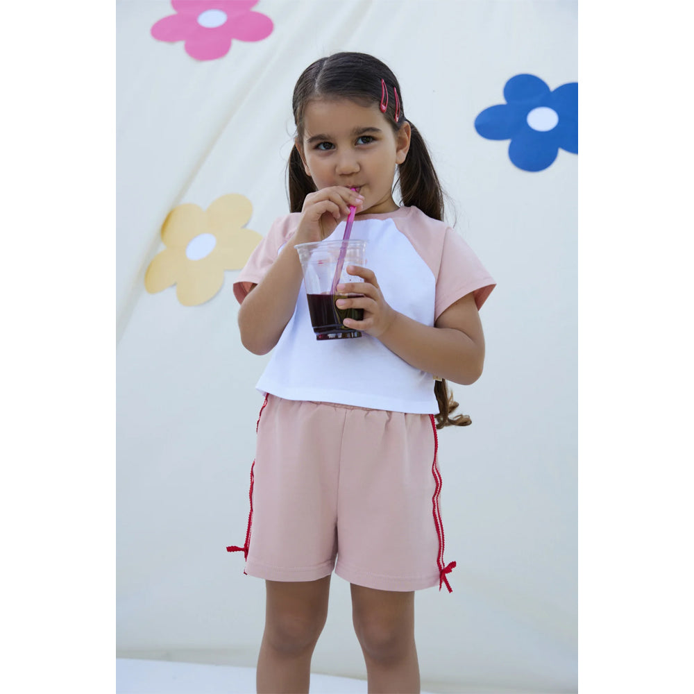 Miela Kids Kırmızı Kurdela Detaylı Şort