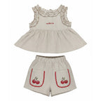 Miela Kids Fırfırlı Cherry Bluz ve Şort Takım