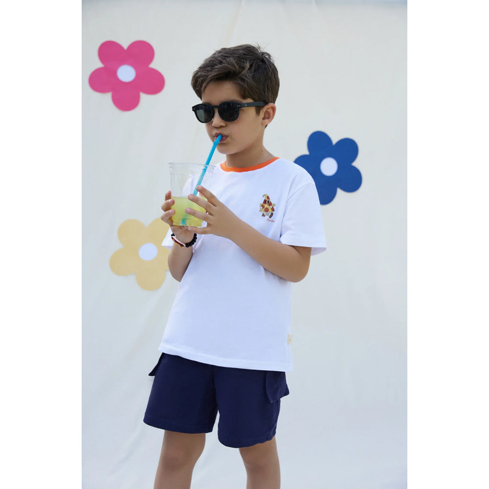 Miela Kids Pizza Baskılı Oversize Tişört ve Şort Takım
