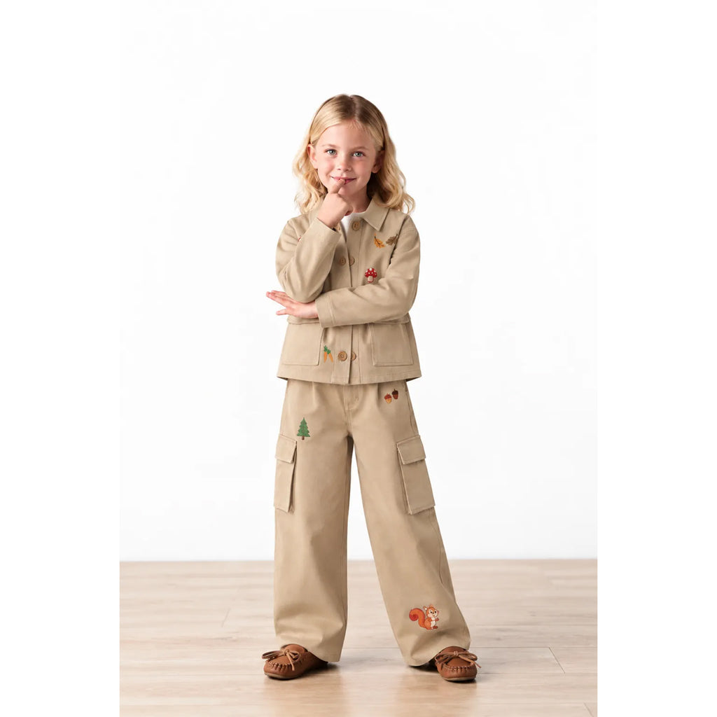Miela Kids Tiny Stories Gabardin Kargo Bol Paça Pantolon - Bej