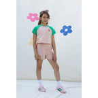 Miela Kids JAM Kontrast Detaylı Kız Çocuk Oversize Crop Tişört