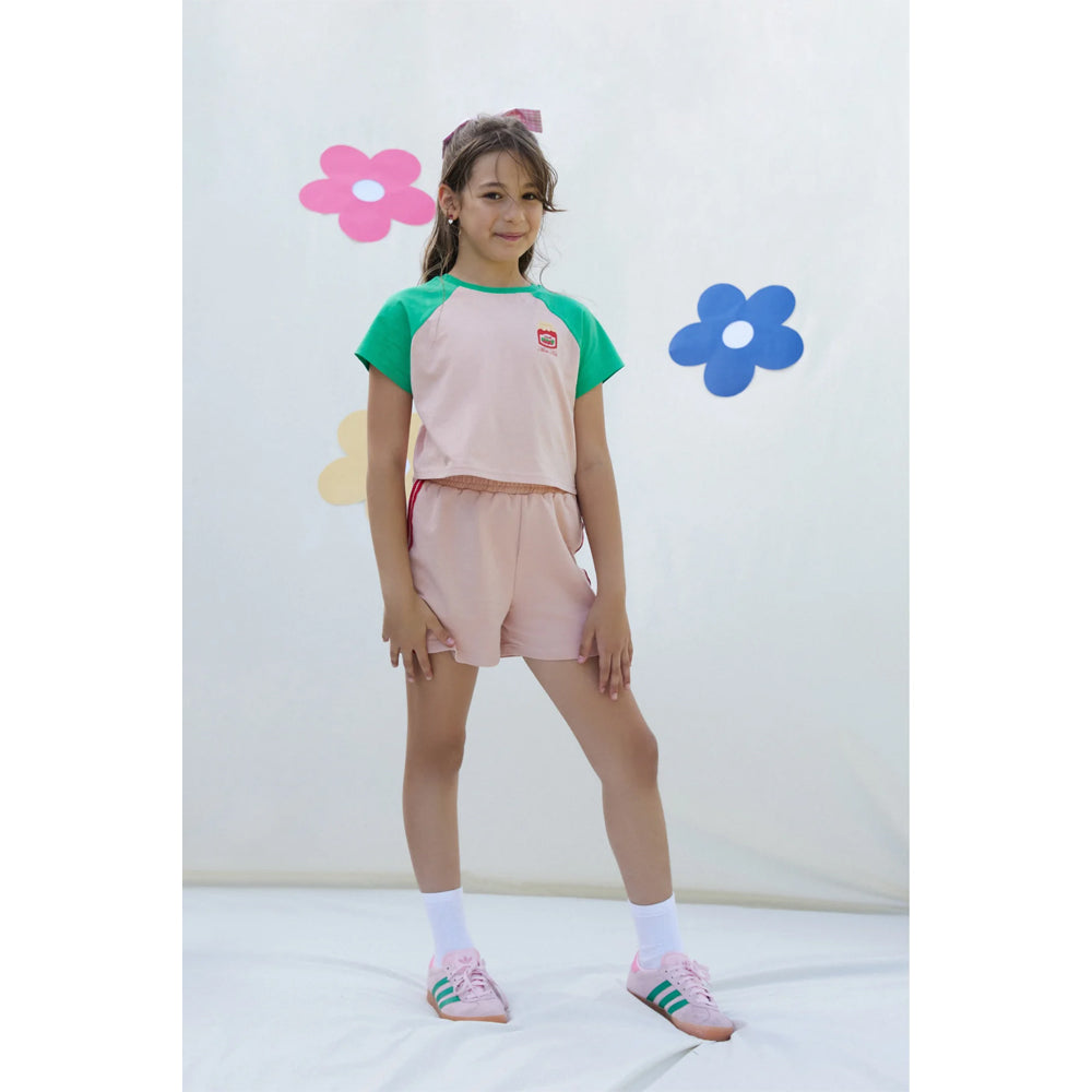 Miela Kids JAM Kontrast Detaylı Kız Çocuk Oversize Crop Tişört